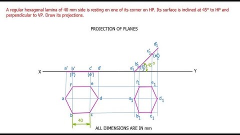 Projection of Planes | Hexagonal Plane resting on corner | Engineering Graphics