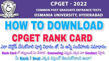 HOW TO DOWNLOAD CPGET RANK CARD CPGET RESULT OUT NOW CHECK YOUR RANK& RESULT