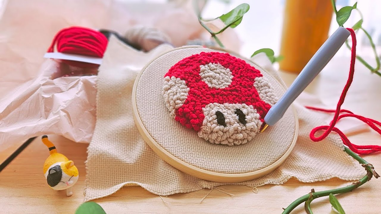 The Mushroom Punch Needle Coaster