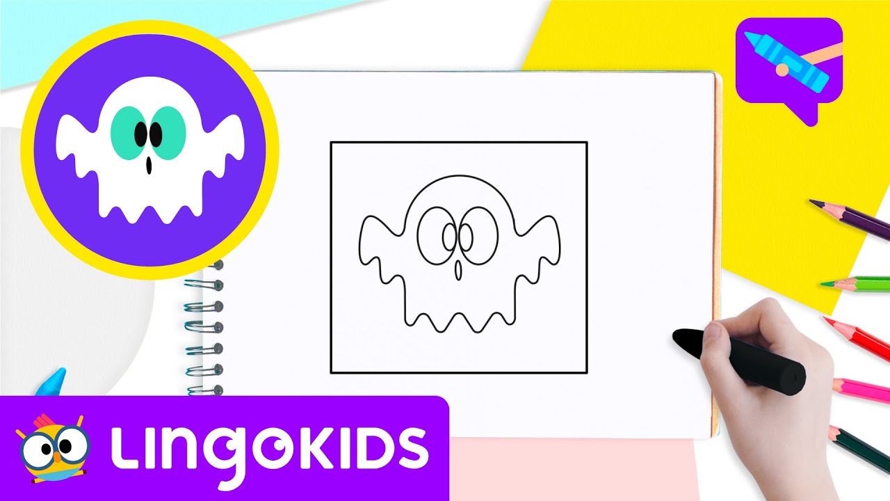 How to draw a GHOST Easy for Kids 👻 🎃 Drawing for kids by Lingokids 🎨