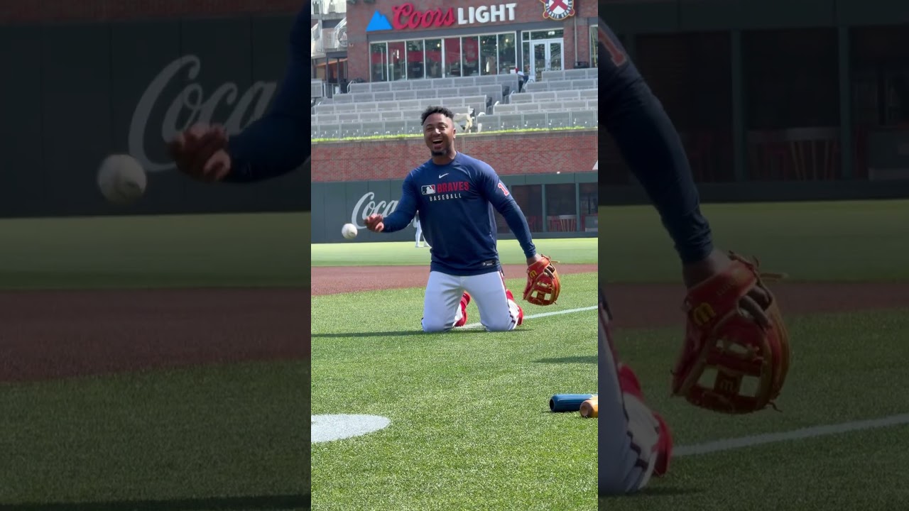 Ozzie Albies doing his fielding drills before the Cardinals series