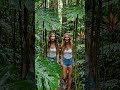 Maria and anna pushing aside large #survivalstory #natureexploration #primitivesurvival #bushcraft