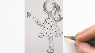 easy girl drawing/step by step/pencil drawing