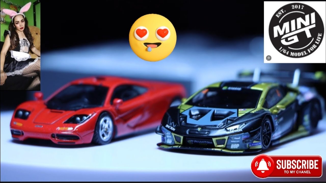 Mini GT 1:64 Lamborghini Huracan GT3 Evo versus McLaren F1