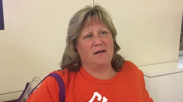 Clemson fan Janet Lindner celebrates victory