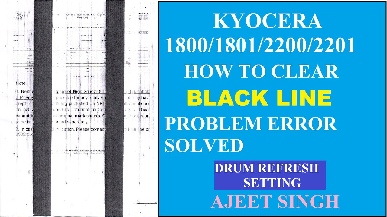 Kyocera 1800/2200/1801/2201 Printer black lines stripes printing