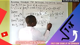 BINOMIAL THEOREM FOR RATIONAL NUMBERS OR NEGATIVE INDEX (part 2).