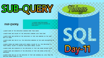SQL [ SubQuery & Queries  ] Day-11 Telugu  #fullstack #database  #bsktrending #sql #having #java