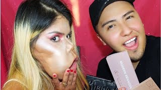 FULL FACE USING ONLY HIGHLIGHTER CHALLENGE Feat.JoeyStevenTV