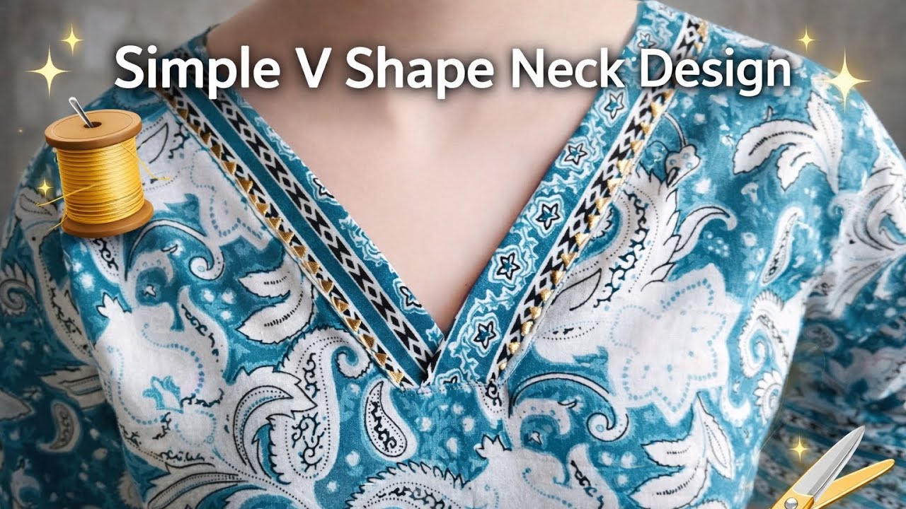 Kurti Mein Simple V Shape Neck Design | Easy Sewing Tutorial#video #youtubevideo #kurti 