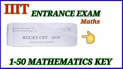RGUKT CET 2020| mathematics | Paper key 1-50 Q