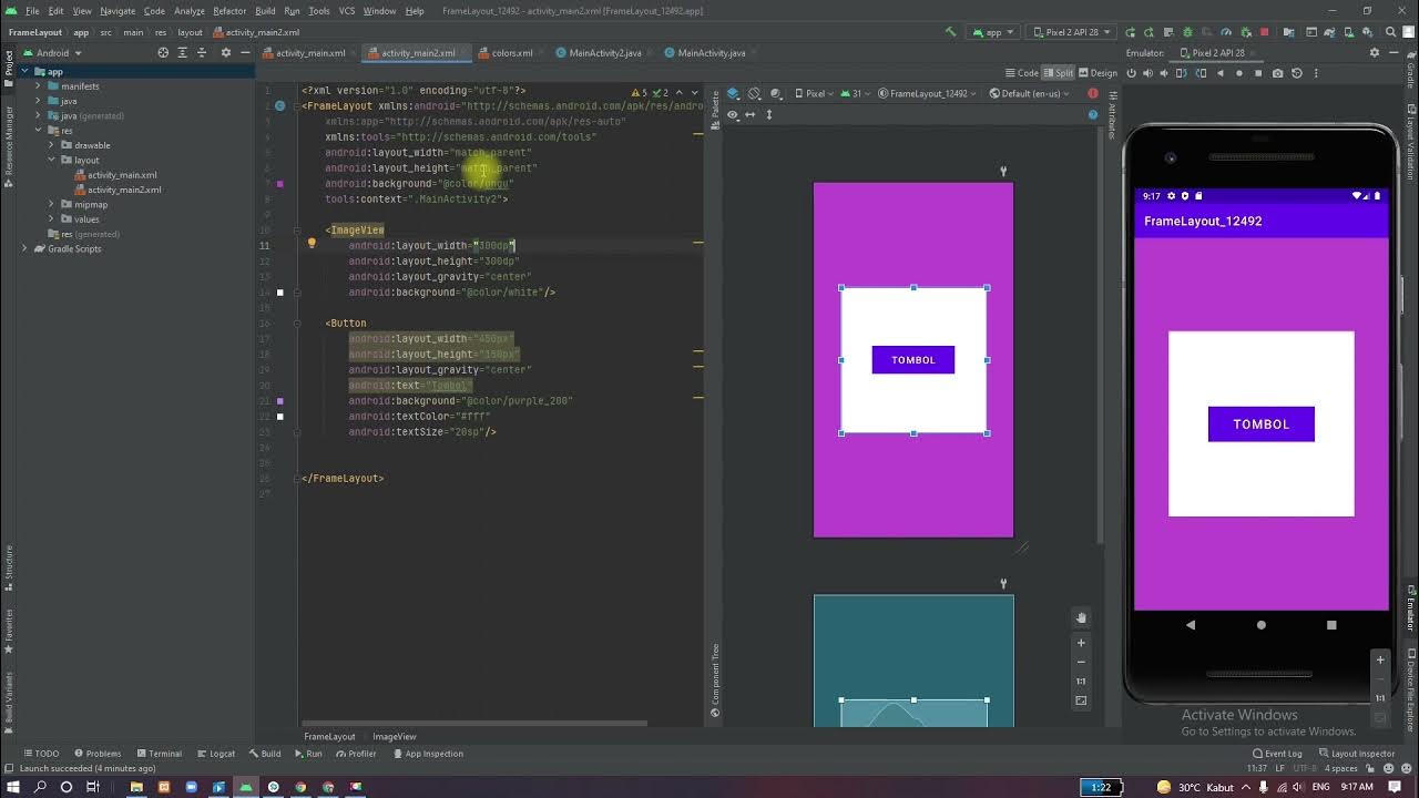Membuat frame layout di android studio - YouTube