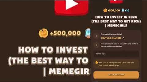 How To Invest In 2024 The BEST Way To Get Rich   Memegirls Code   Youtube Video Code Memefi Today