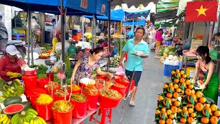 Best Morning Street Food Market in Vietnam-Meat, fish, fruit, Dried Seafood, & More - Great enjoy🤩