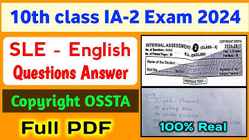 10th Class IA-2 Exam SLE - English Question Answer 2024 / class 10 ia2 exam english question answer