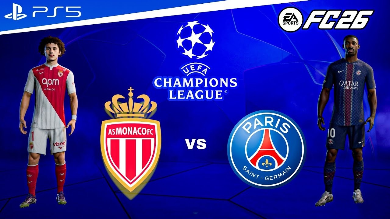 موناكو ضد باريس سان جيرمان | دوري أبطال أوروبا – ملحق التأهل 🔥🏆 | EA Sports FC 26 PS5
