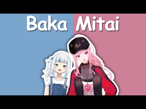 【Hololive Song / Gura and Calli Duet 合唱 Sing】Baka Mitai ( ばかみたい )  (with Lyrics)