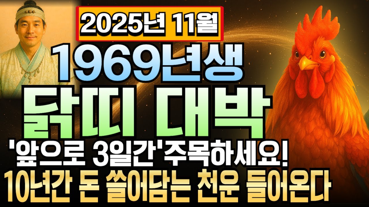 닭띠운세 11월 1969년생 57세 기유년생 가난뱅이가 부자 되는 실제 과정! 을사년 재물운 터져서 천금 모은 이야기, 6개월 만에 대박 난 현실 공개합니다.
