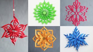 6 Easy and Attractive Paper Snowflake Wall Hangings - DIY Christmas Paper Decoration Ideas