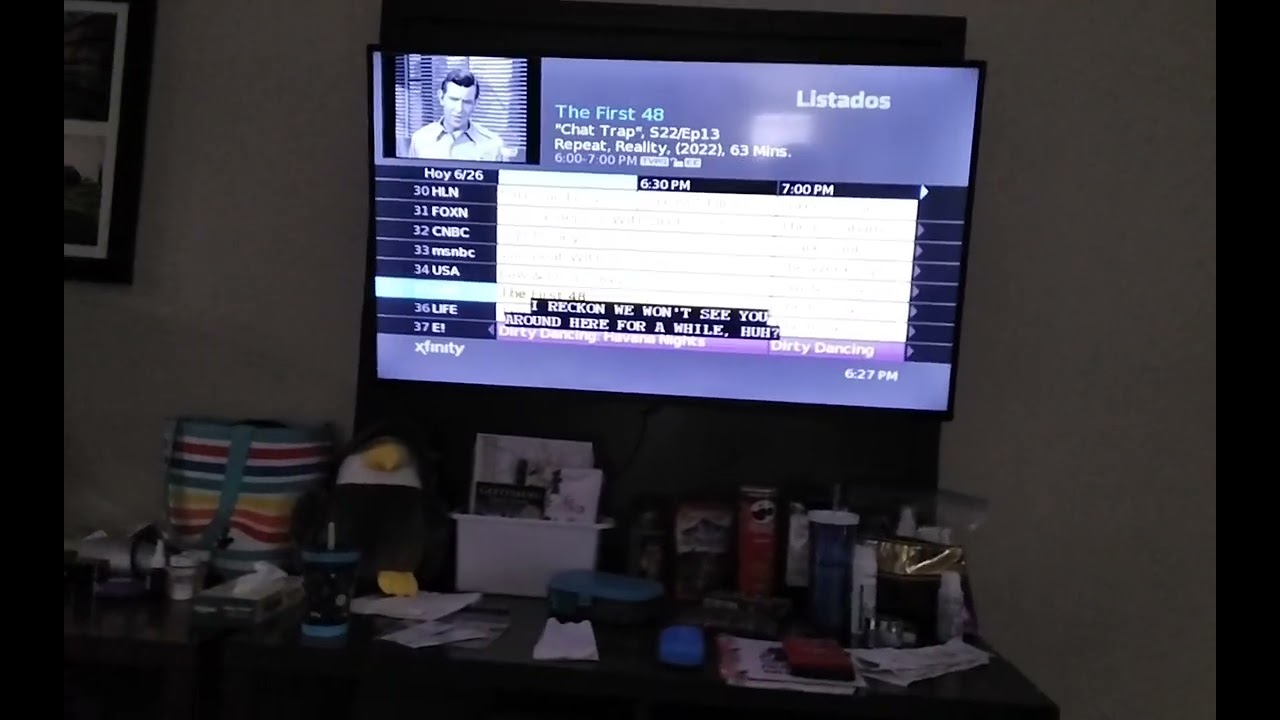 Comcast Cable channel scrolling, via Aspire Hotel, Gettysburg, Pennsylvania