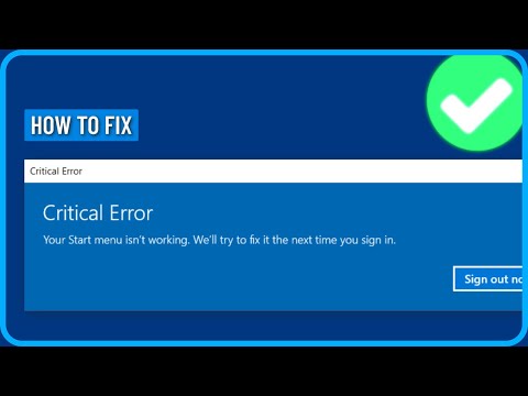 How to Fix Critical Error Start Menu and Cortana Aren't Working in Windows 10/11
