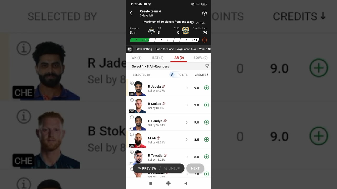 Gt vs csk dream11 team o