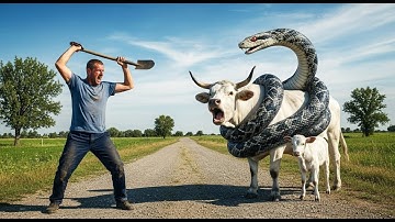 Brave Man Rescue Mother Cow from Giant Python’s Terrifying Attack 🐍