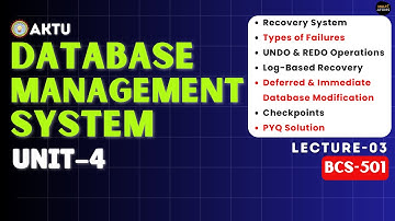 Lec - 4.3 | Database Management System | Unit-4 | BCS-501 | DBMS Aktu | 3rd Yr | Log Based Recovery