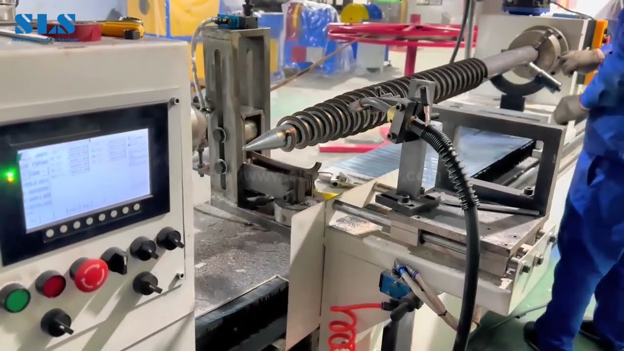 automatic welding of ground screw equipment | cnc steel strip spiral thread welder | SLS Machinery