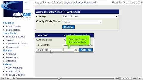How to configure sales tax in CubeCart - Cube chart tutorial