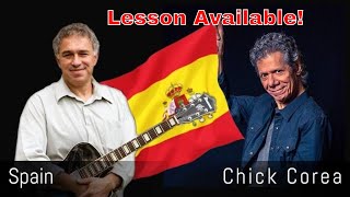 Spain, Chick Corea, solo jazz guitar, Jake Reichbart - lesson available! chords