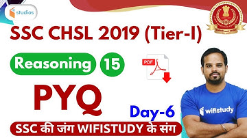 4:00 PM - SSC CHSL 2019 (Tier-I) | Reasoning by Sachin Modi Sir | Previous Year Questions (Day-6)