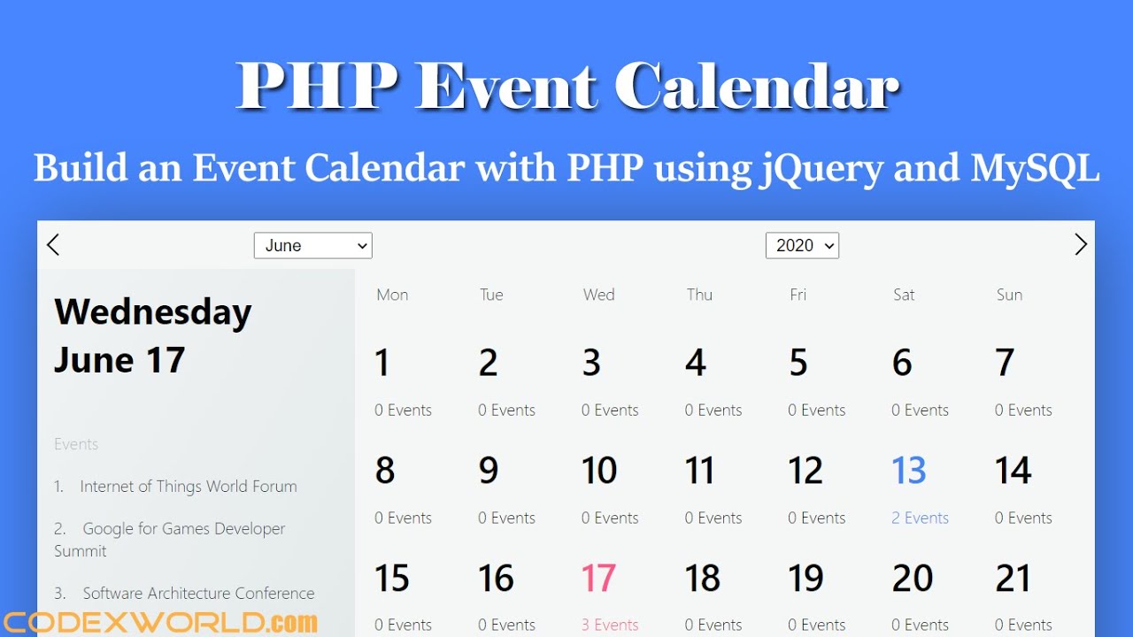 New Build an Event Calendar with PHP using jQuery, Ajax, and MySQL