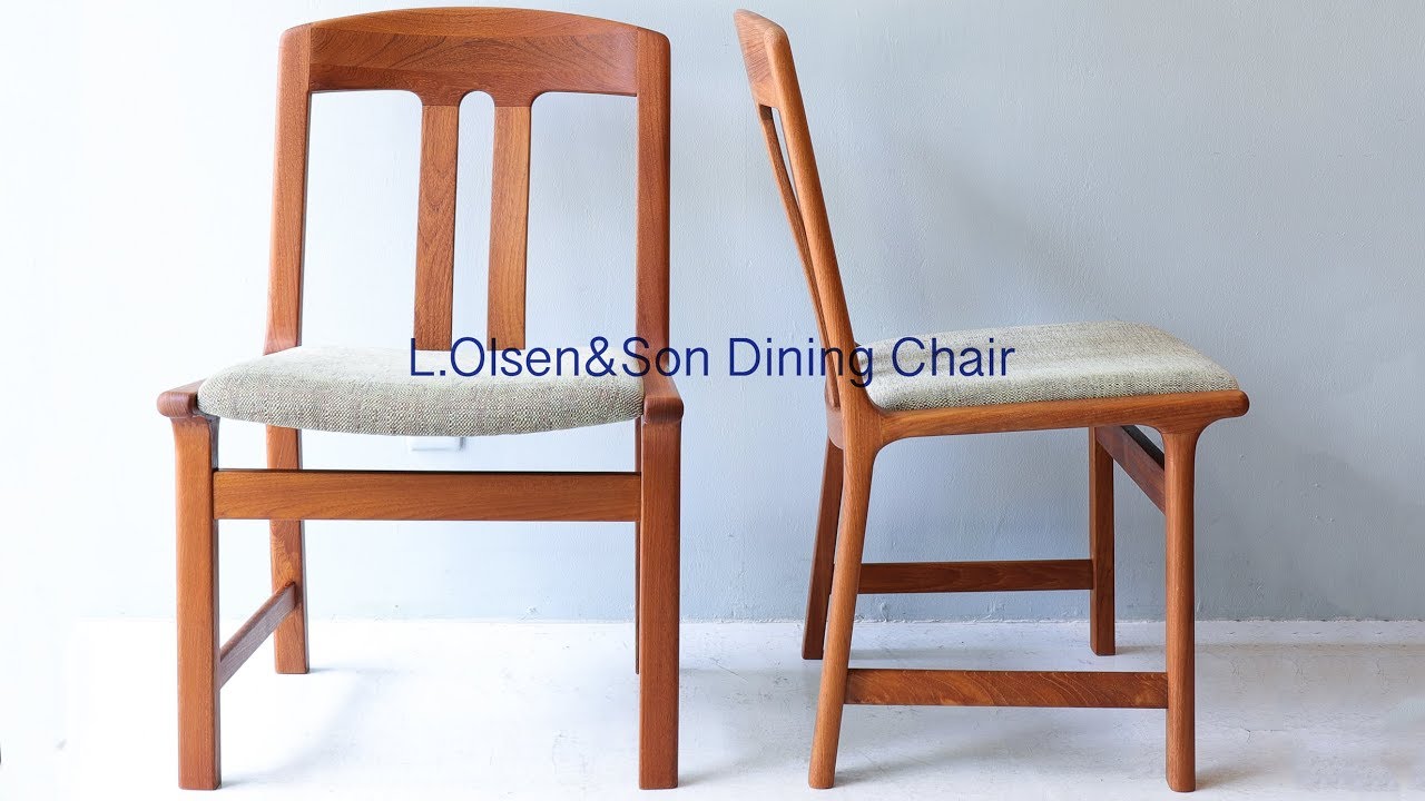 Lオルセン&サン L. olsen & son チーク無垢材 レッドレザー IN デンマーク ヴィンテージ L.オルセン&サン ダイニング チェア