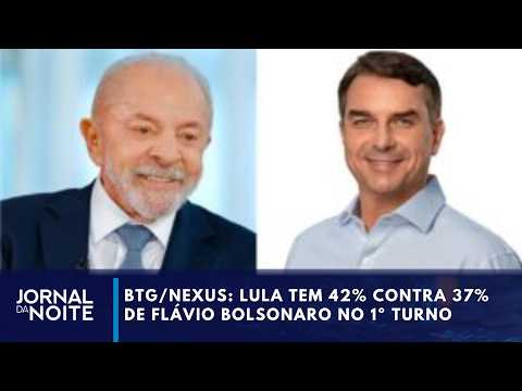 Lula leads with 42% against Flávio Bolsonaro's 37% in the first round | Jornal da Noite
