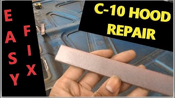 HOW TO - STEALTH HOOD REPAIR SQUARE BODY CHEVY TRUCK 1977 C 10 BODYWORK Part 2 HOOD WORK