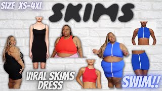 SKIMS PLUS SIZE HAUL : TRYING THE VIRAL SKIMS DRESS AND NEW SWIM!!