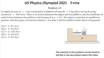US F=ma Physics Olympiad 2021.  First Round. Problems 1-25 of 25. Mechanics