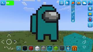 Realmcraft Survival Game #blockcraft Among Us Art 🎮 Blue Impostor Building Tutorial #pixelart screenshot 5