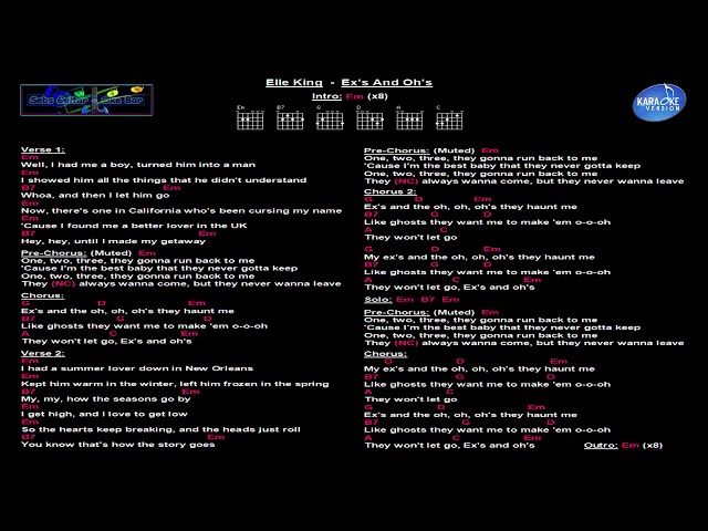 Elle King - Ex'S And Oh'S (Backing Track) (Full) ..With Guitar Chords &  Lyrics - Youtube