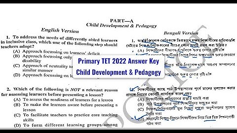 Primary TET Answer Key I Primary TET Question 2022 IChild Development & Pedagogy