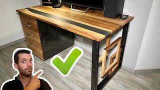 Fabriquer un bureau bois métal et résine époxy - La finition - Partie 5 - Brico seb