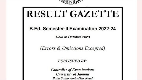 b.ed 2nd semester  result out||jammu University latest news||jammu University latest update.