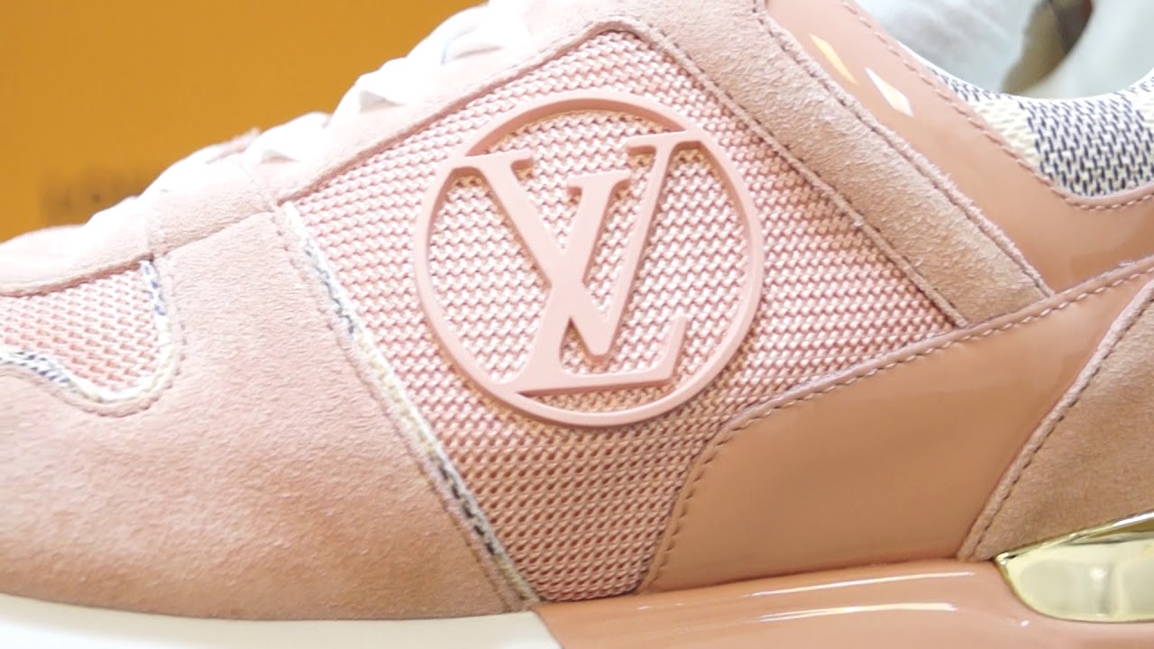 Louis Vuitton Women's Pink Damier Azur & Suede Run Away Sneaker