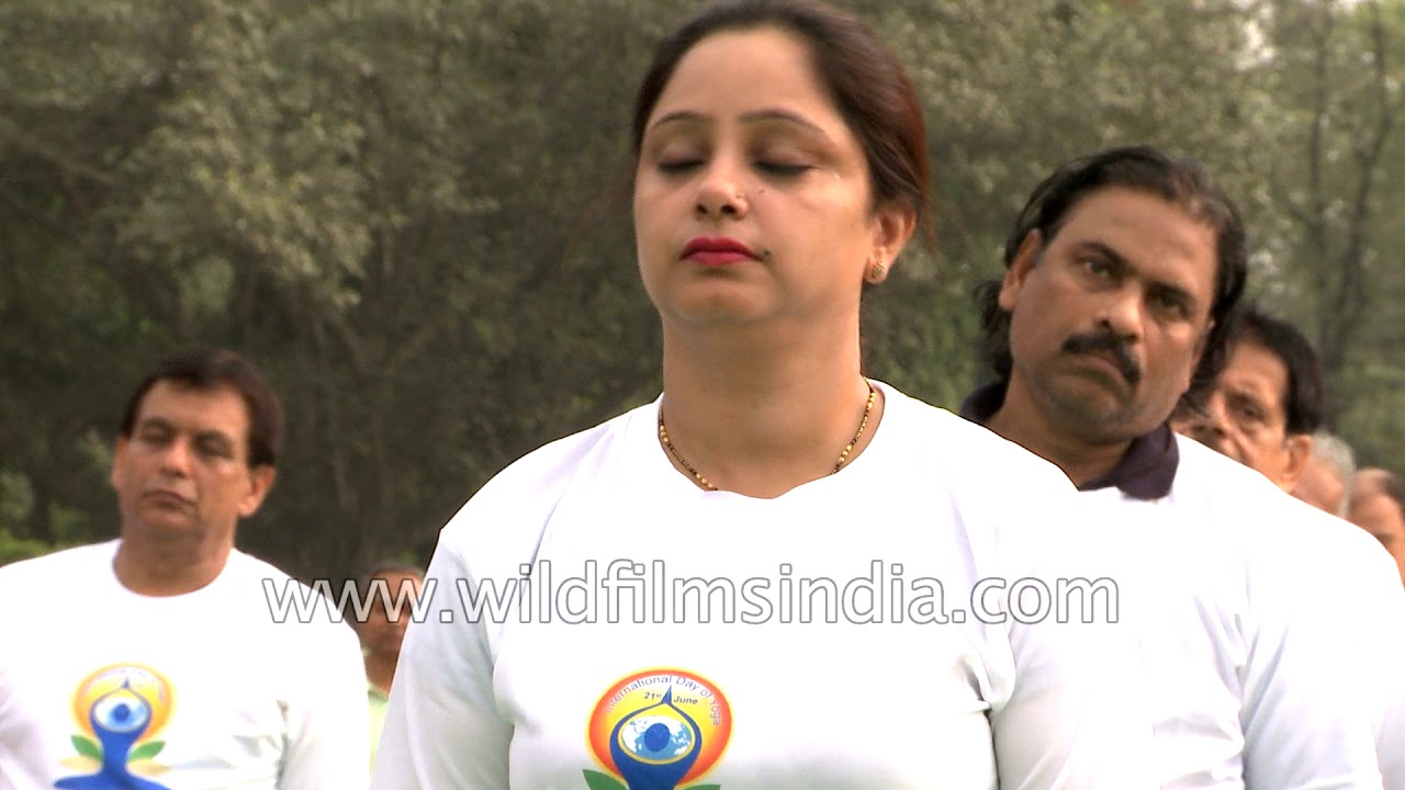 Neck exercise on International Yoga Day 2018 in Delhi