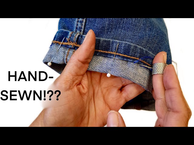 HAND SEWING a Jeans Hem - Keeping the Original Hem! - YouTube