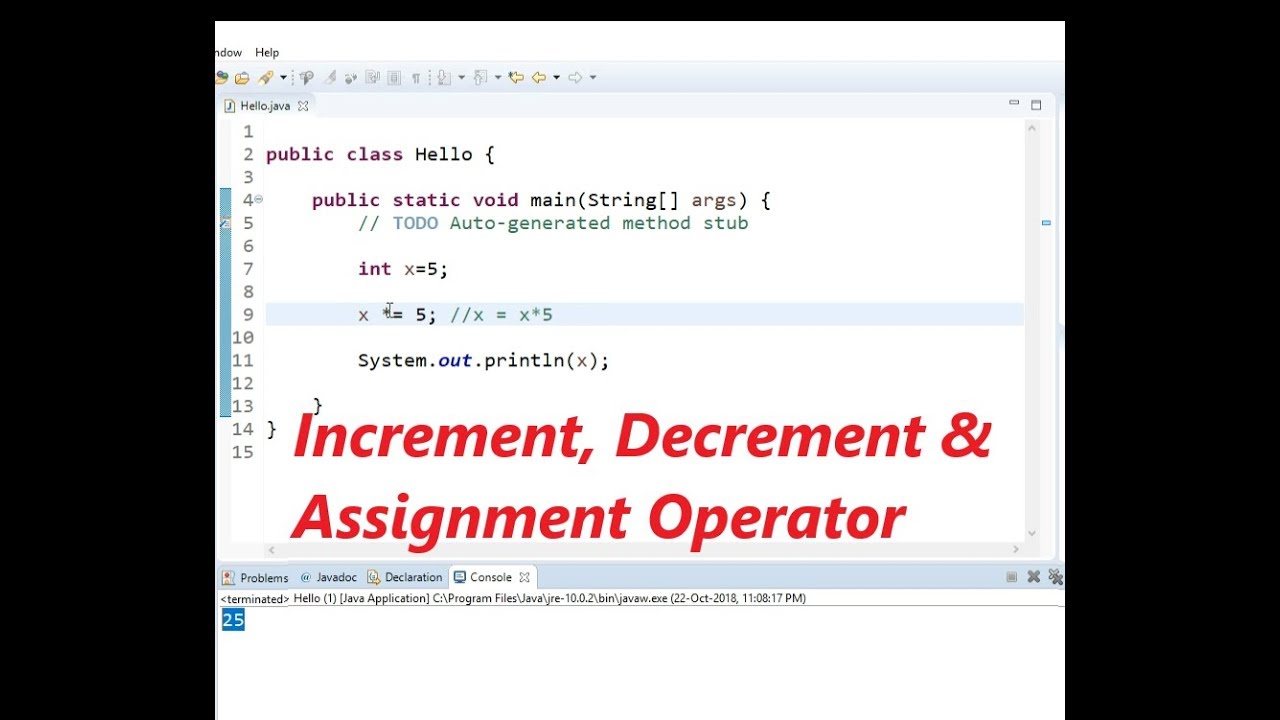 increment assignment operator in java