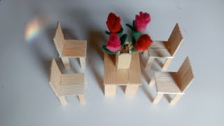 Cara Membuat Miniatur meja & kursi Dari Stik es Krim || Sangat  mudah  #kerajinantangan