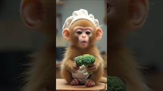 Monkey Eating Broccoli