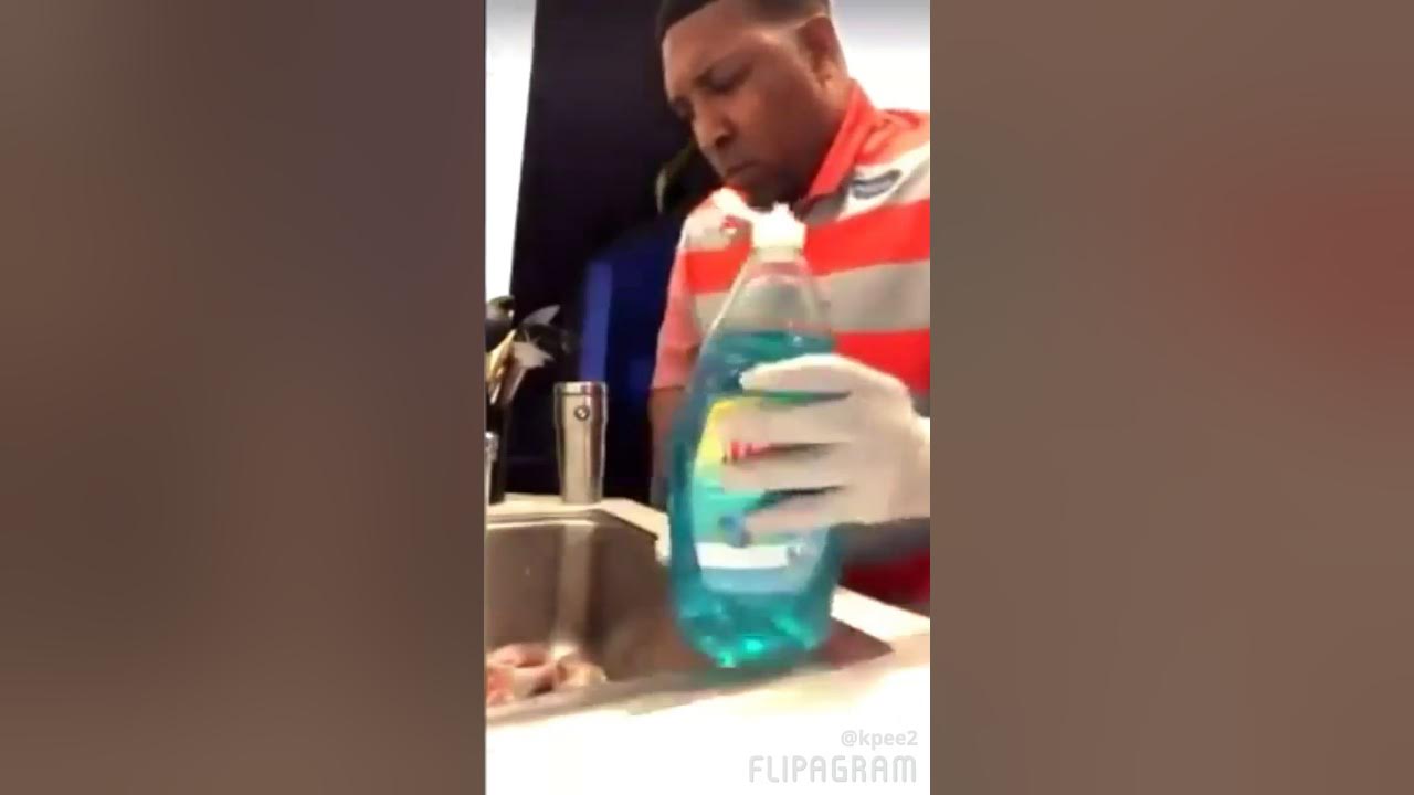Washing chicken with dish soap he have the wrong concept some people